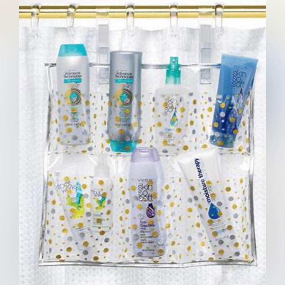 Shower Caddy, Plastic With Velcro Closures, 8 Separate Storage Sleeves, New